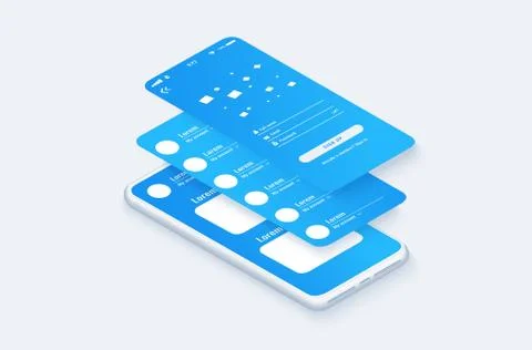 Isometric concept design for an application, Ui UX Stock Illustration