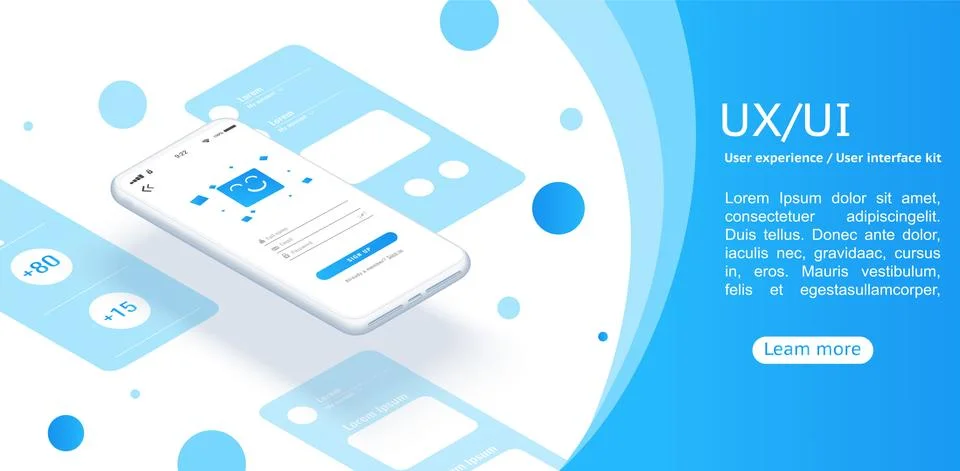 Isometric concept design for an application, Ui UX Stock Illustration