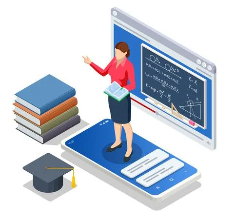 Isometric concept of physics lesson online. Physics school subject. Personalised Stock Illustration