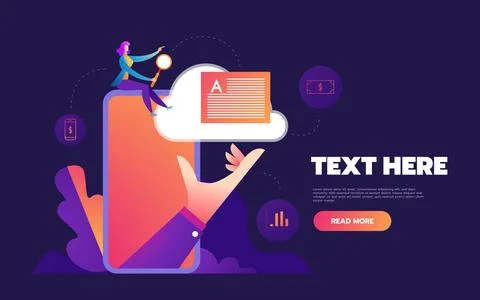 Isometric concept of smartphone with different applications, on-line servi... Foto stock