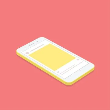 Isometric concept smartphone with social network application background. Illustrazione stock