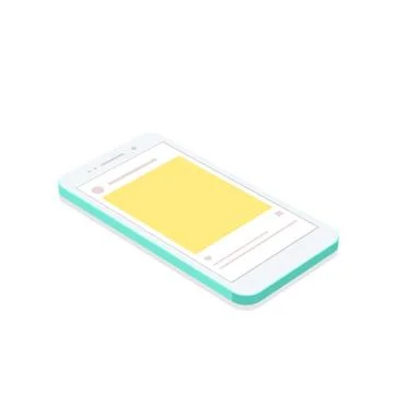 Isometric concept smartphone with social network application background. Illustrazione stock