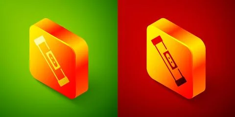 Isometric Construction bubble level icon isolated on green and red background Ilustración de archivo