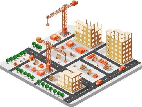 Isometric construction building Stock Illustration