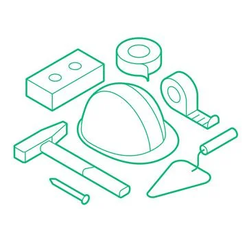 Isometric Construction Concept Illustration Stock Illustration