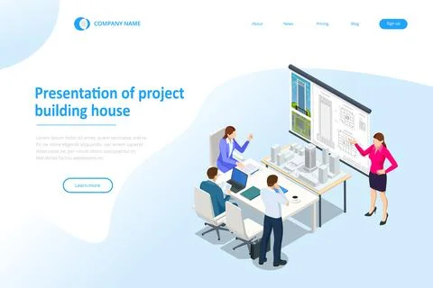 Isometric Construction Project Management, Architectural Project Planning Stock Illustration