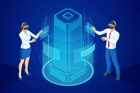 Isometric Construction Project Management, Architectural Project Planning Stock Illustration