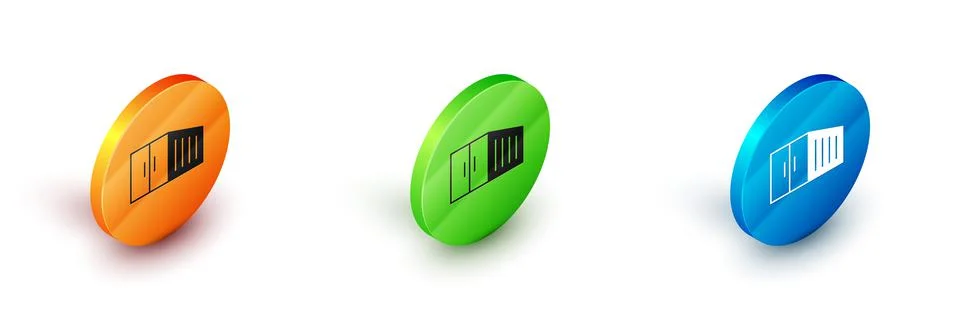 Isometric Container icon isolated on white background. Crane lifts a container Illustrazione stock