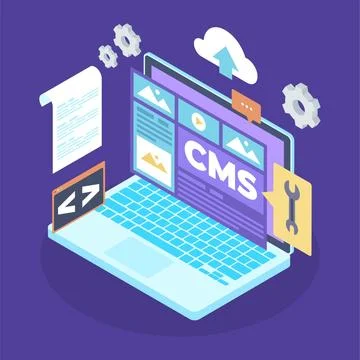 Isometric content management system illustration 스톡 일러스트