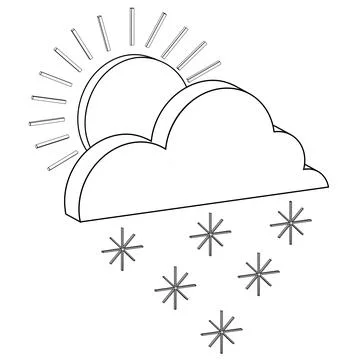 Isometric contour icon variable weather with snow Stock Illustration