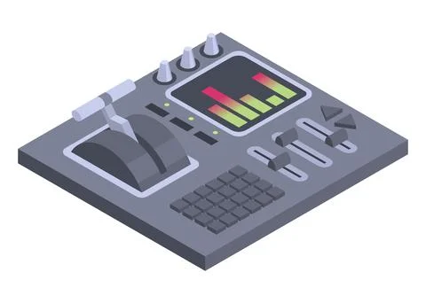 Isometric control panel spaceship with slider, controllers, buttons. 3d Stock Illustration
