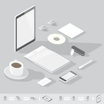 Isometric corporate identity template Stock Illustration