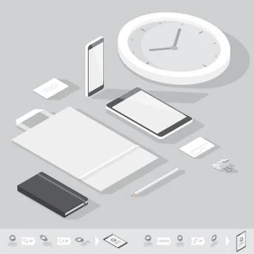 Isometric corporate identity template Stock Illustration
