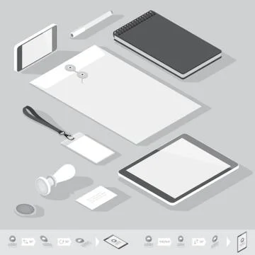 Isometric corporate identity template Stock Illustration