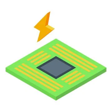 Isometric cpu and lightning bolt icon Stock Illustration