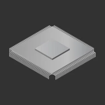Isometric CPU micro chip. Color vector image Stock Illustration