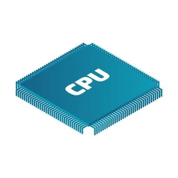 Isometric CPU micro chip. Color vector image Stock Illustration