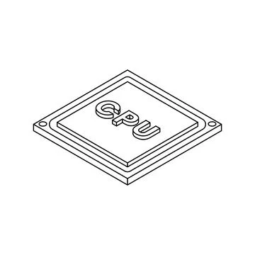 Isometric CPU Outline Icon on White Background Stock Illustration