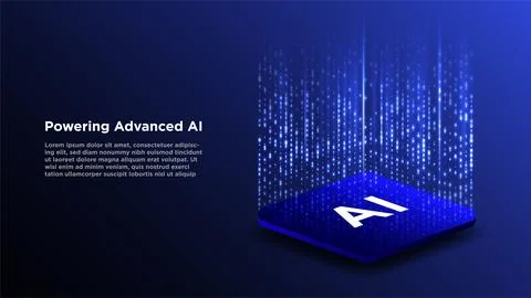Isometric cpu processor. Chipset concept. high-tech computing power and Stockillustratie