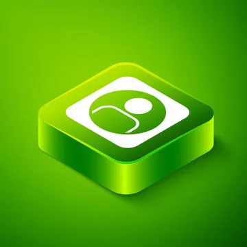Isometric Create account screen icon isolated on green background. Green square Stock Illustration