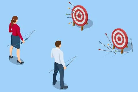 Isometric Creative Business people, managers, and employees discuss strategies Stock Illustration