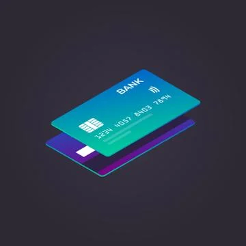 Isometric credit card. vector illustration. flat style. Stock Illustration
