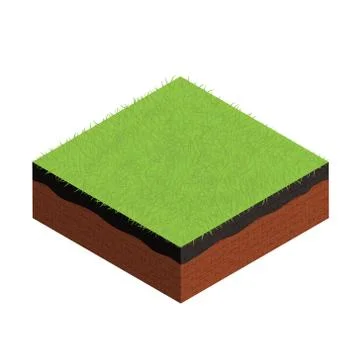 Isometric cross section of ground with grass. Vector illustration. Stock Illustration