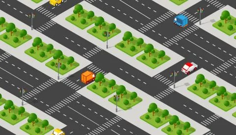 Isometric Crossroads intersection of streets of highways Illustrazione stock
