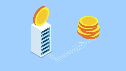 Isometric Crypto Bank Server with Gold Coins and Business People 3d animati.. 库存影片 337940652