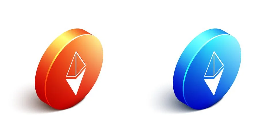 Isometric Cryptocurrency coin Ethereum ETH icon isolated on white background Stock Illustration