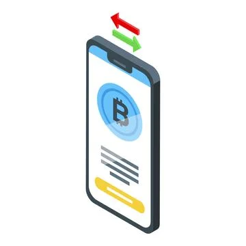 Isometric cryptocurrency mobile trading concept Illustrazione stock