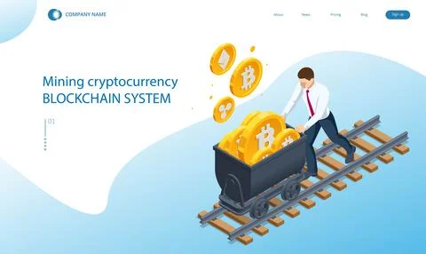 Isometric Cryptomining farm concept. Cryptocurrency Mining Equipment. Mining 스톡 일러스트