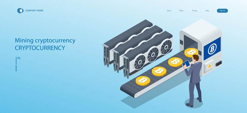 Isometric Cryptomining farm concept. Cryptocurrency Mining Equipment. Mining 스톡 일러스트