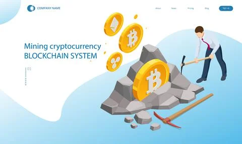 Isometric Cryptomining farm concept. Cryptocurrency Mining Equipment. Mining Stock Illustration