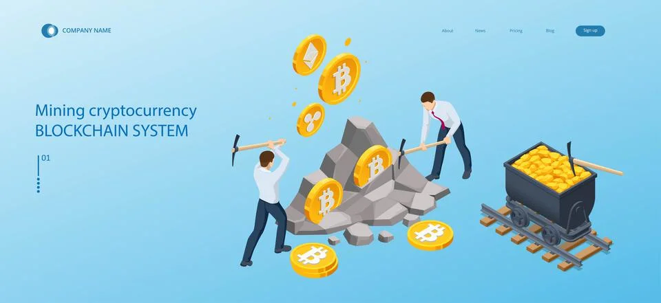Isometric Cryptomining farm concept. Cryptocurrency Mining Equipment. Mining イラスト素材