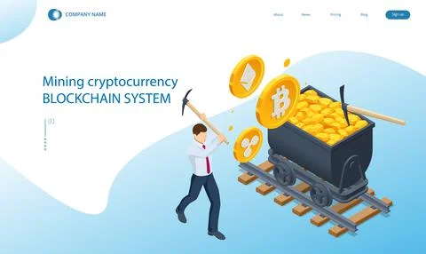Isometric Cryptomining farm concept. Cryptocurrency Mining Equipment. Mining Stockillustratie