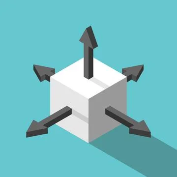 Isometric cube, arrows, directions Stock Illustration