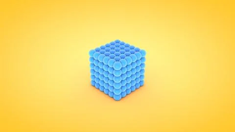Isometric cube atom array illustration, 3D rendering Stock Illustration