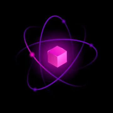 Isometric Cube in Atom. Isolated Decorative Element Stock Illustration