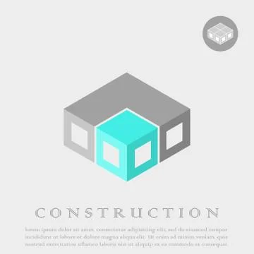 Isometric cube blocks construction Stock Illustration