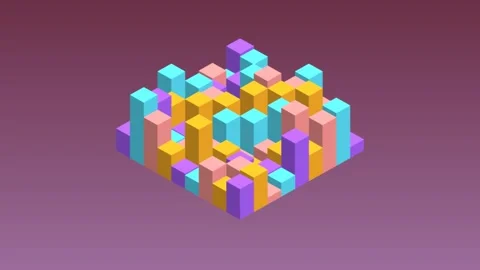 Isometric cube city blocks seamless looping background 4K Stock Footage 337118814