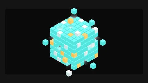 Isometric Cube Composition. Digital and Financial Technology. Virtual Money and 스톡 일러스트