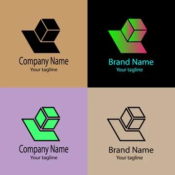 Isometric Cube Descent logo design Stock Illustration