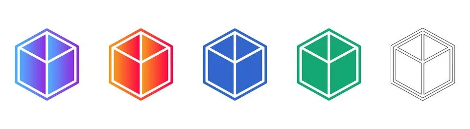 Isometric Cube Framework Icons Stock Illustration