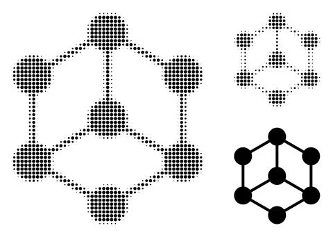 Isometric Cube Halftone Dotted Icon Stock Illustration