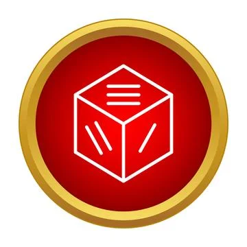 Isometric cube icon illustrating data storage on red button 스톡 일러스트