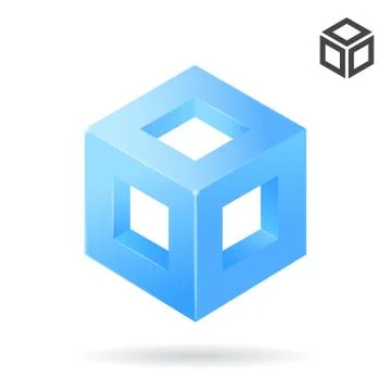 Isometric cube logo with holes Stock Illustration