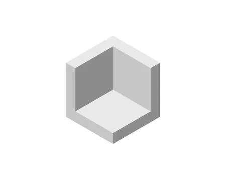 Isometric cube, minimalist design, open space concept.  Perfect for present.. Ilustración de archivo