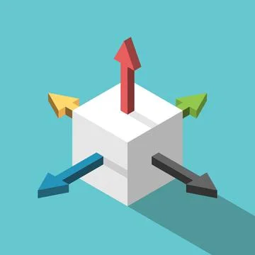 Isometric cube, multicolor arrows Stock Illustration