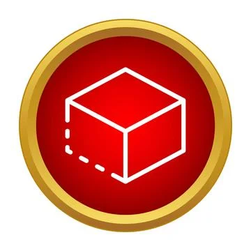 Isometric cube outline showing hidden edges on red background Stock Illustration